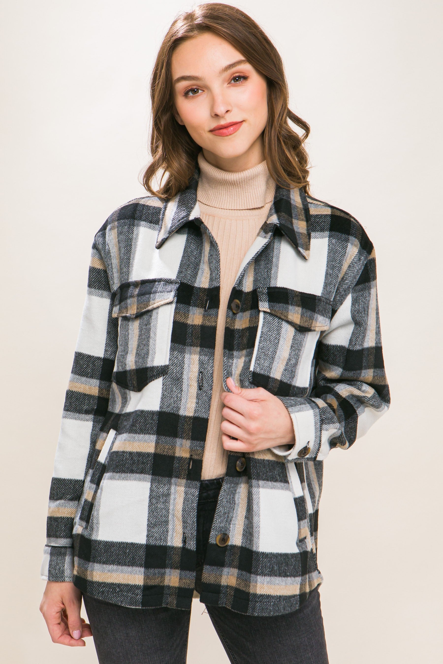 Wool Blend Plaid Shacket