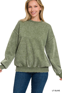 Acid Wash Fleece Oversized Pullover