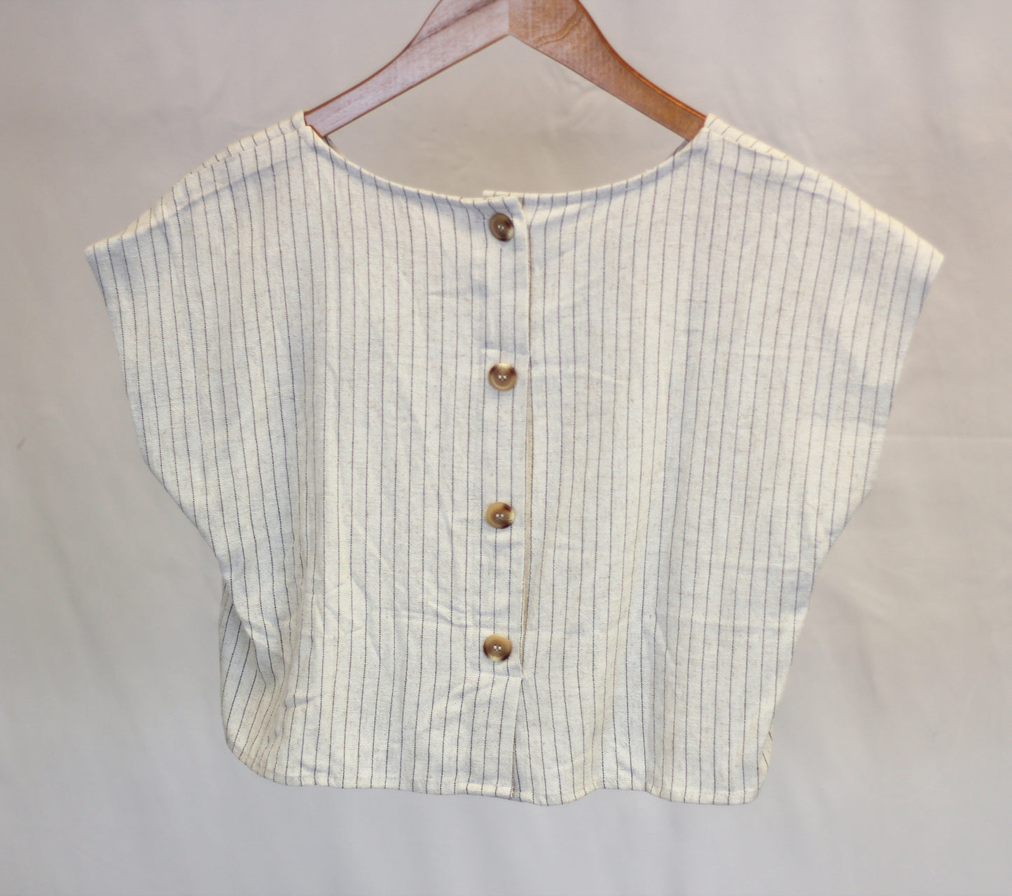 "Aspen" Pinstripe Linen Crop Top