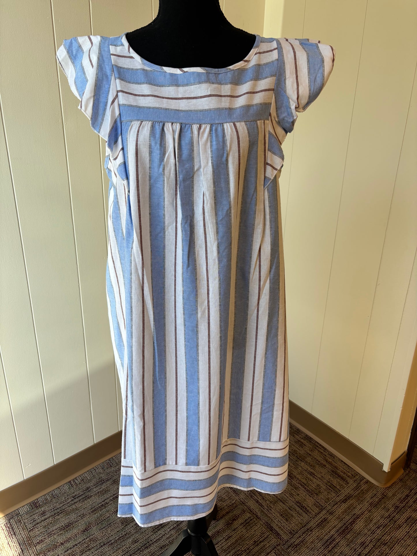 Ruffle Sleeve Striped Dress