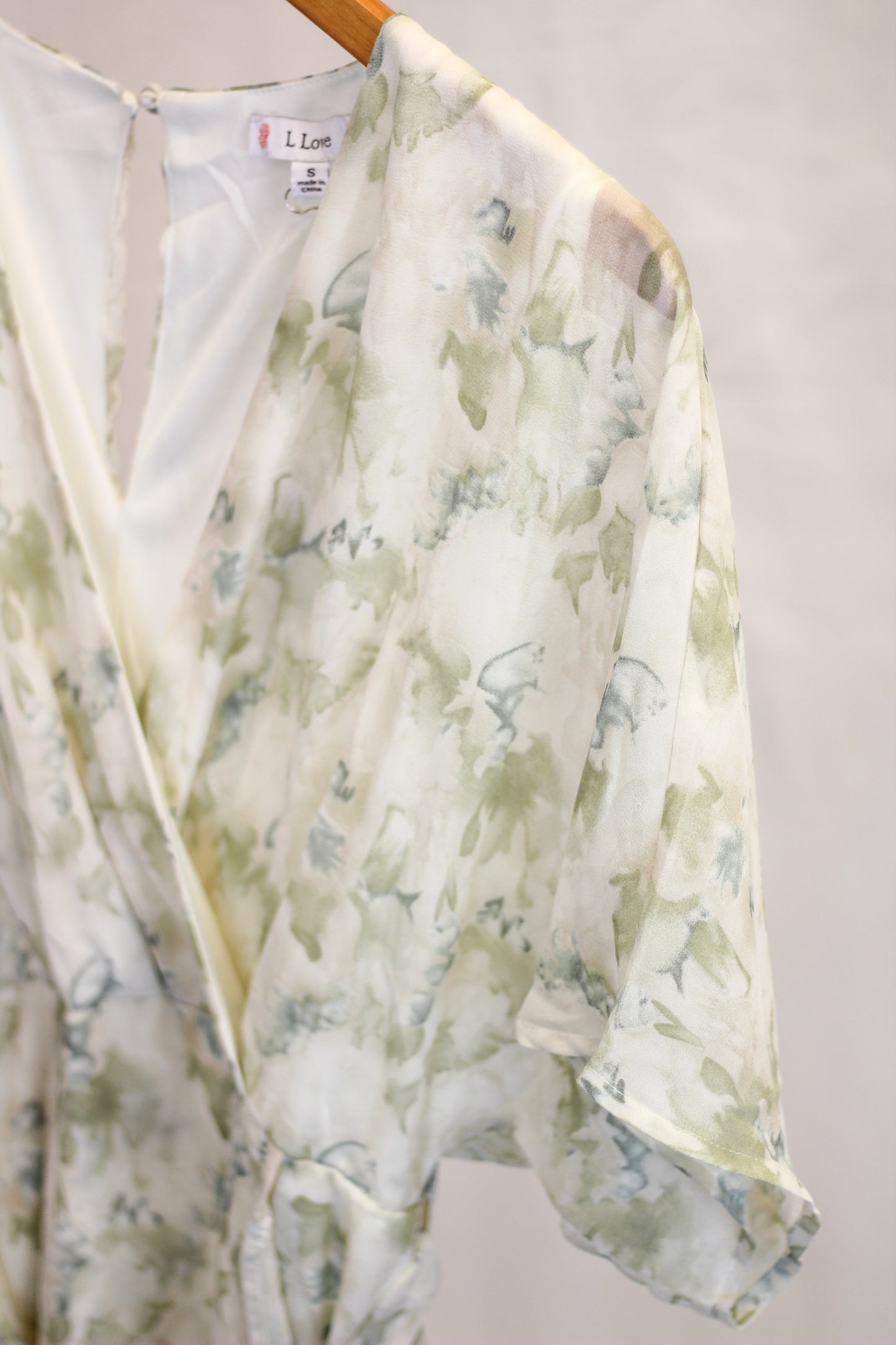 Floral Print Ruffle Hem Self Tie Dress