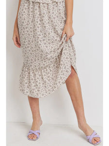 Bottom Shirring Ruffle Midi Skirt