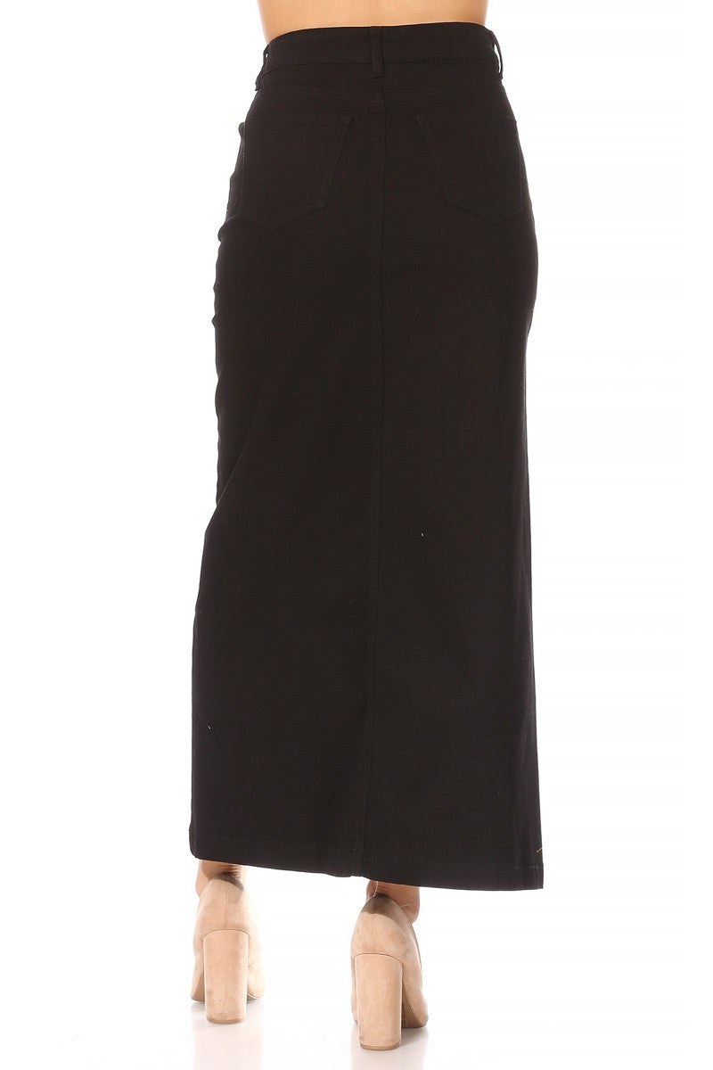 Black Maxi Denim Skirt