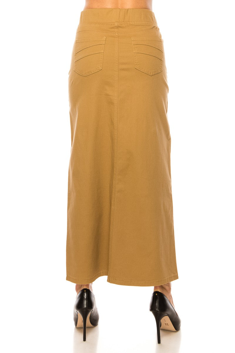 Khaki Maxi Denim Skirt