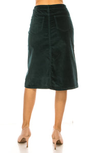 Spruce Green Velvet Denim Skirt