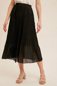 Black Pleated Midi Skirt