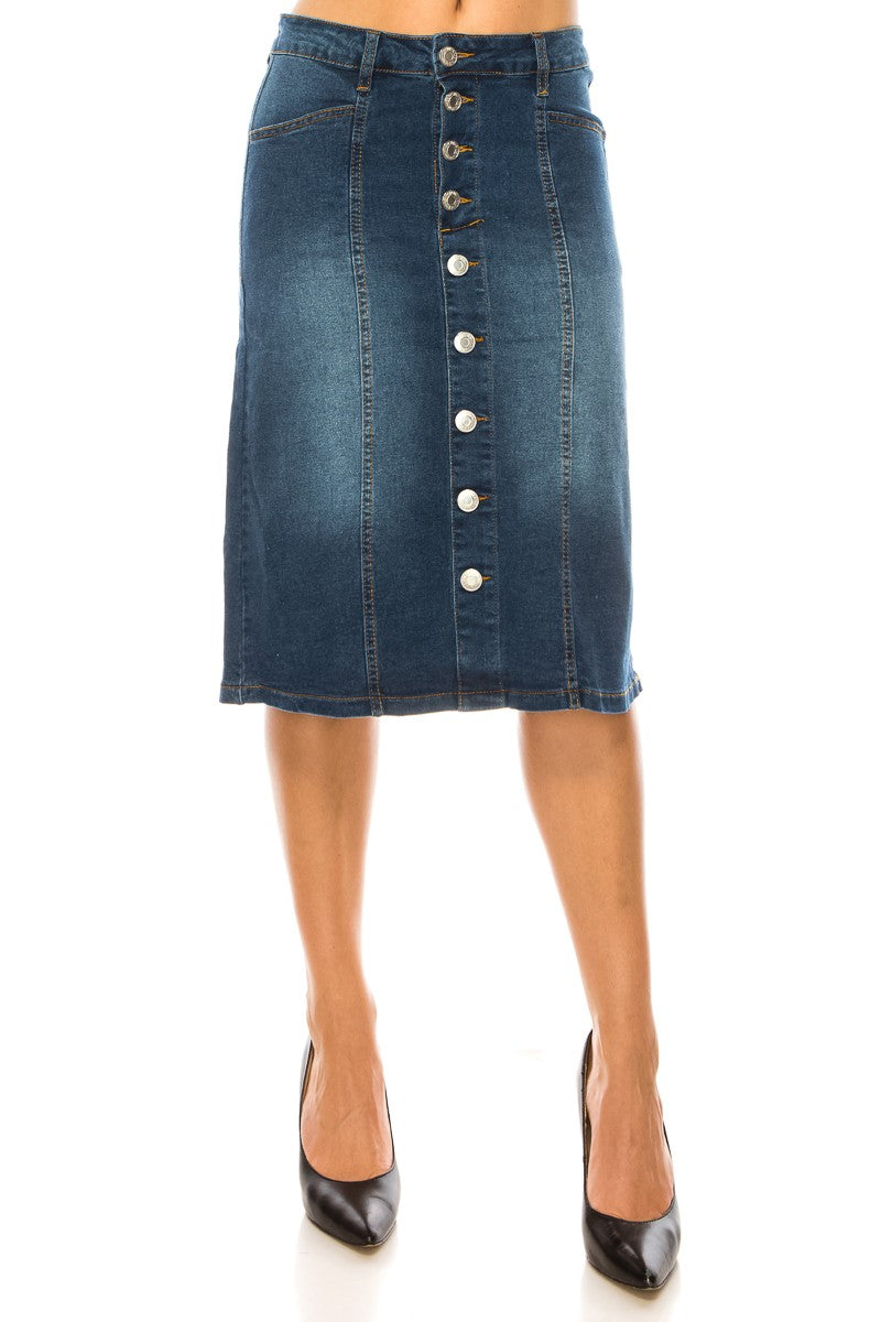 Button Down Denim Skirt