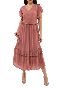 Rose Tiered Midi Dress