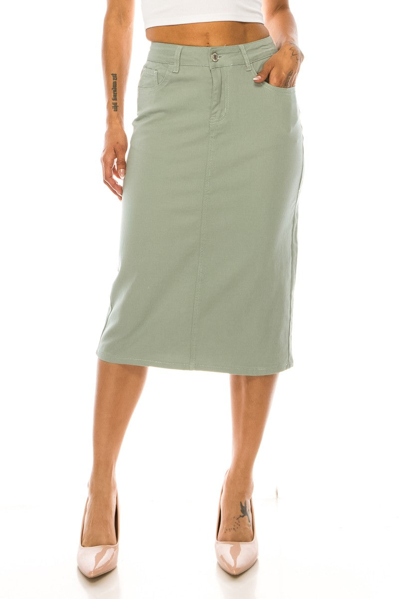 Sage Denim Skirt