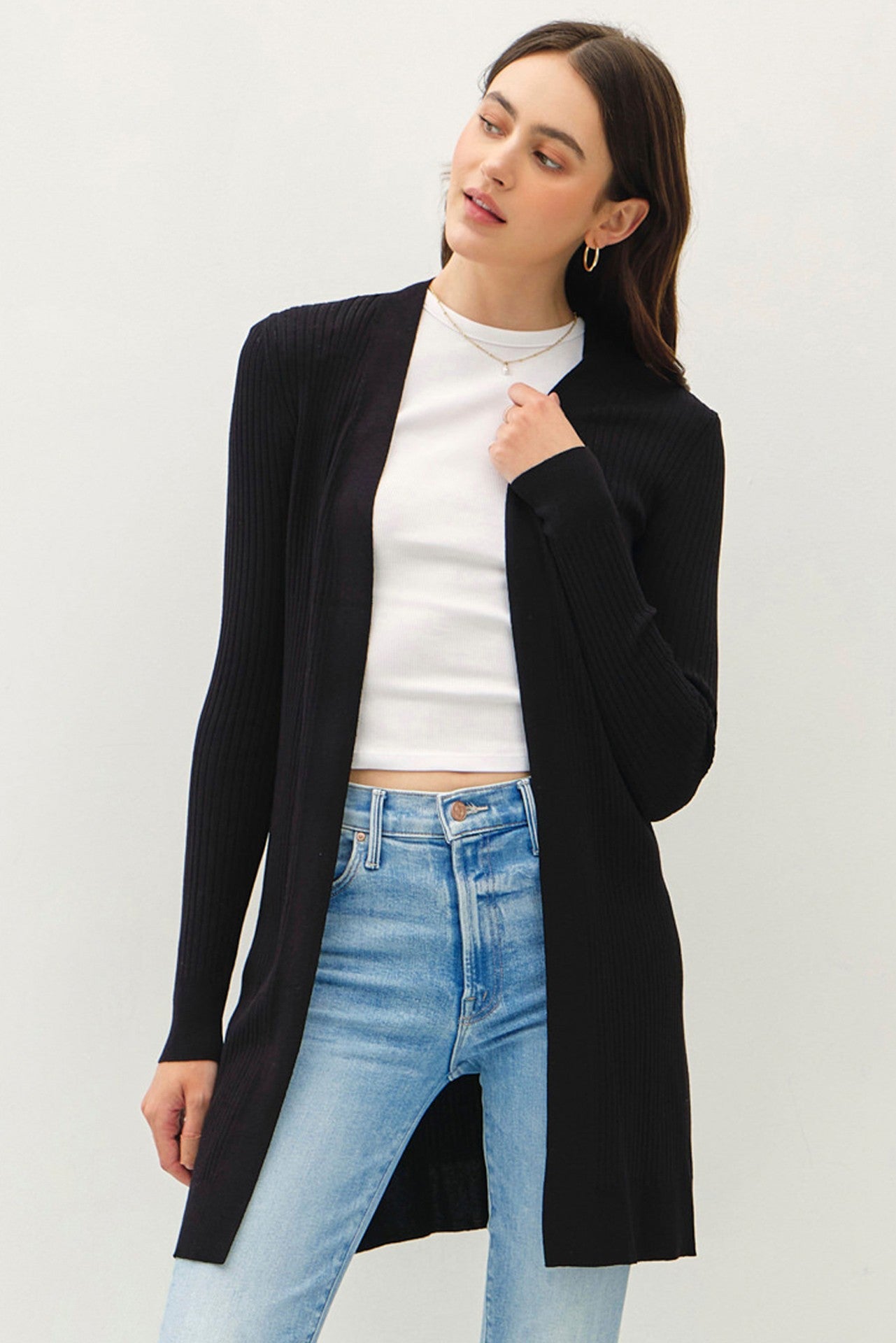 Long Ribbed Duster Cardigan