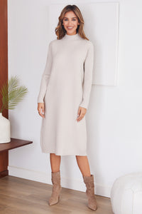 Knit Mock Neck Sweater Dress