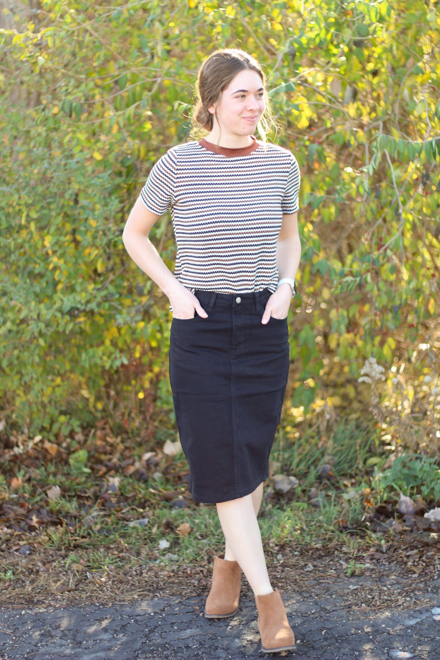 Neutrals Striped Sweater Tee