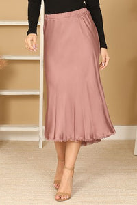 Mauve Satin Raw Hem Slip Skirt