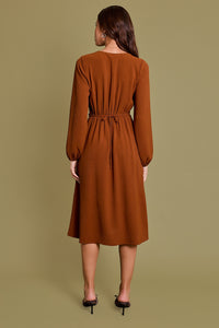 Canyon Clay Long Sleeve Button Front Midi Dress