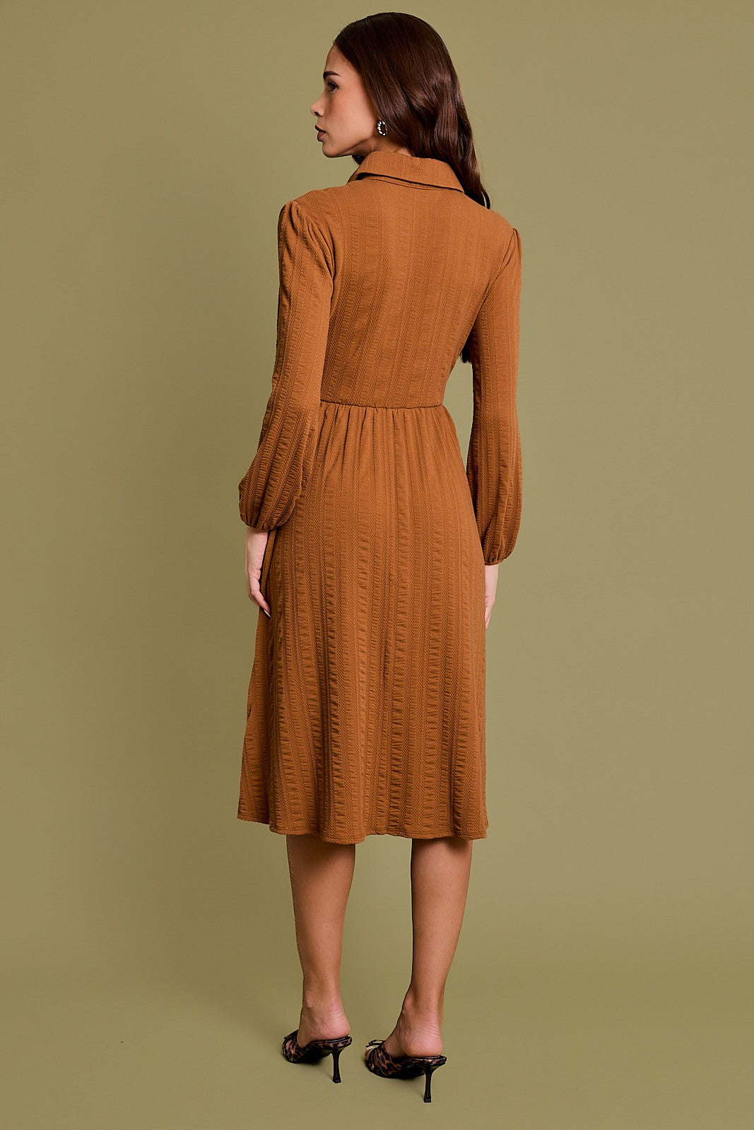 Knit Collared Long Sleeve Dress