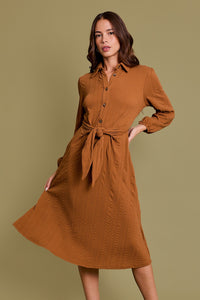 Knit Collared Long Sleeve Dress