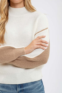 Mock Neck Reverse Stitch Sweater