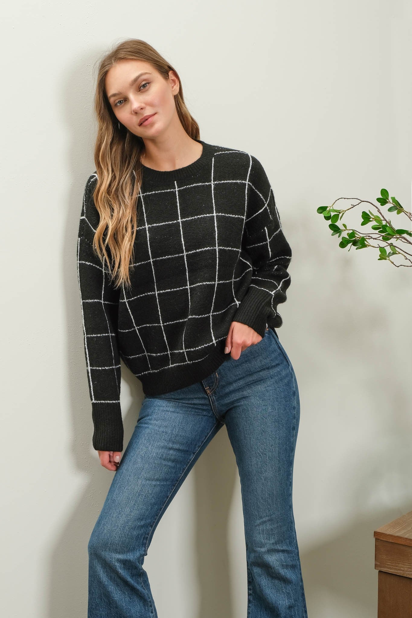 Grid Checkered Sweater