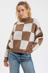 Mocha Checkered Sweater