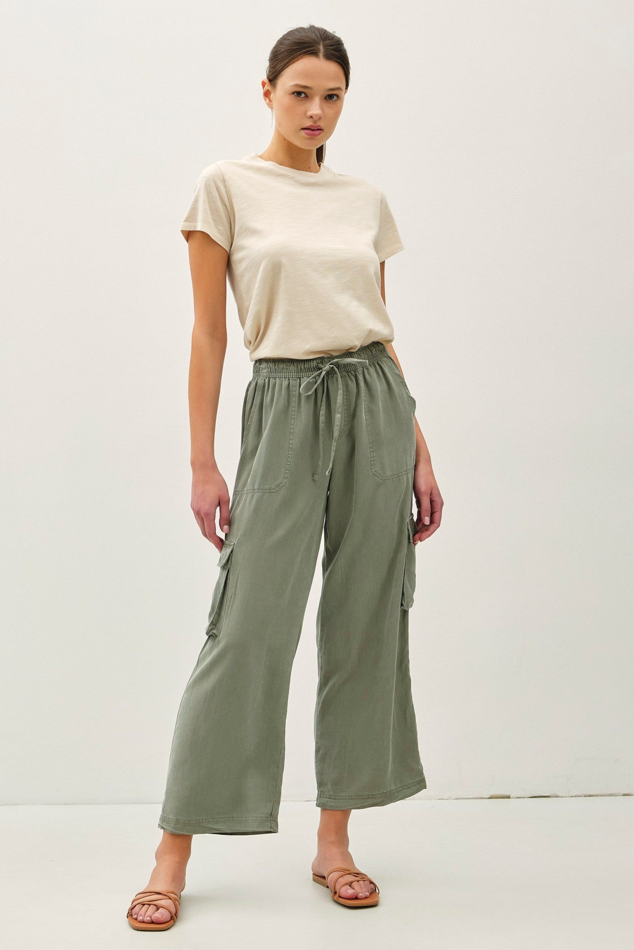 Tencel Cargo Drawstring Comfy Pants
