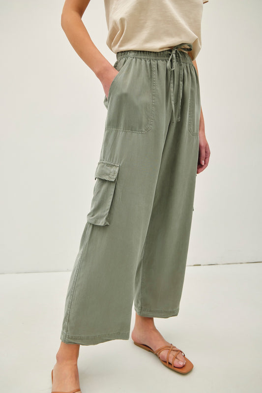 Tencel Cargo Drawstring Comfy Pants