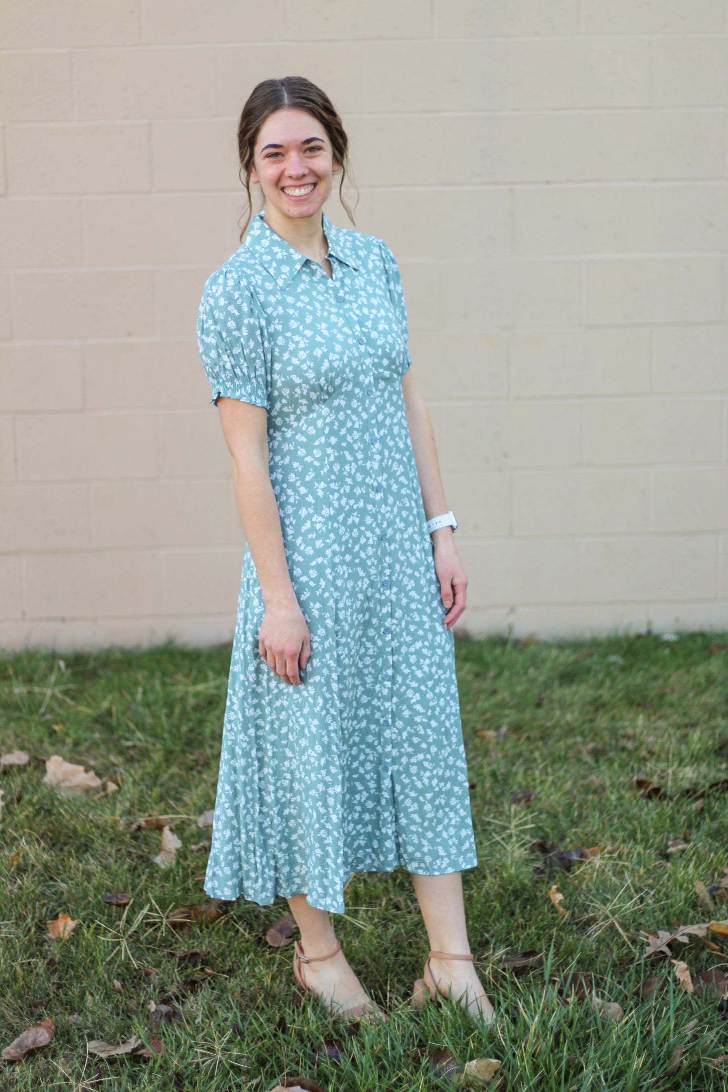 "Leia" Collared Button Down Midi Dress