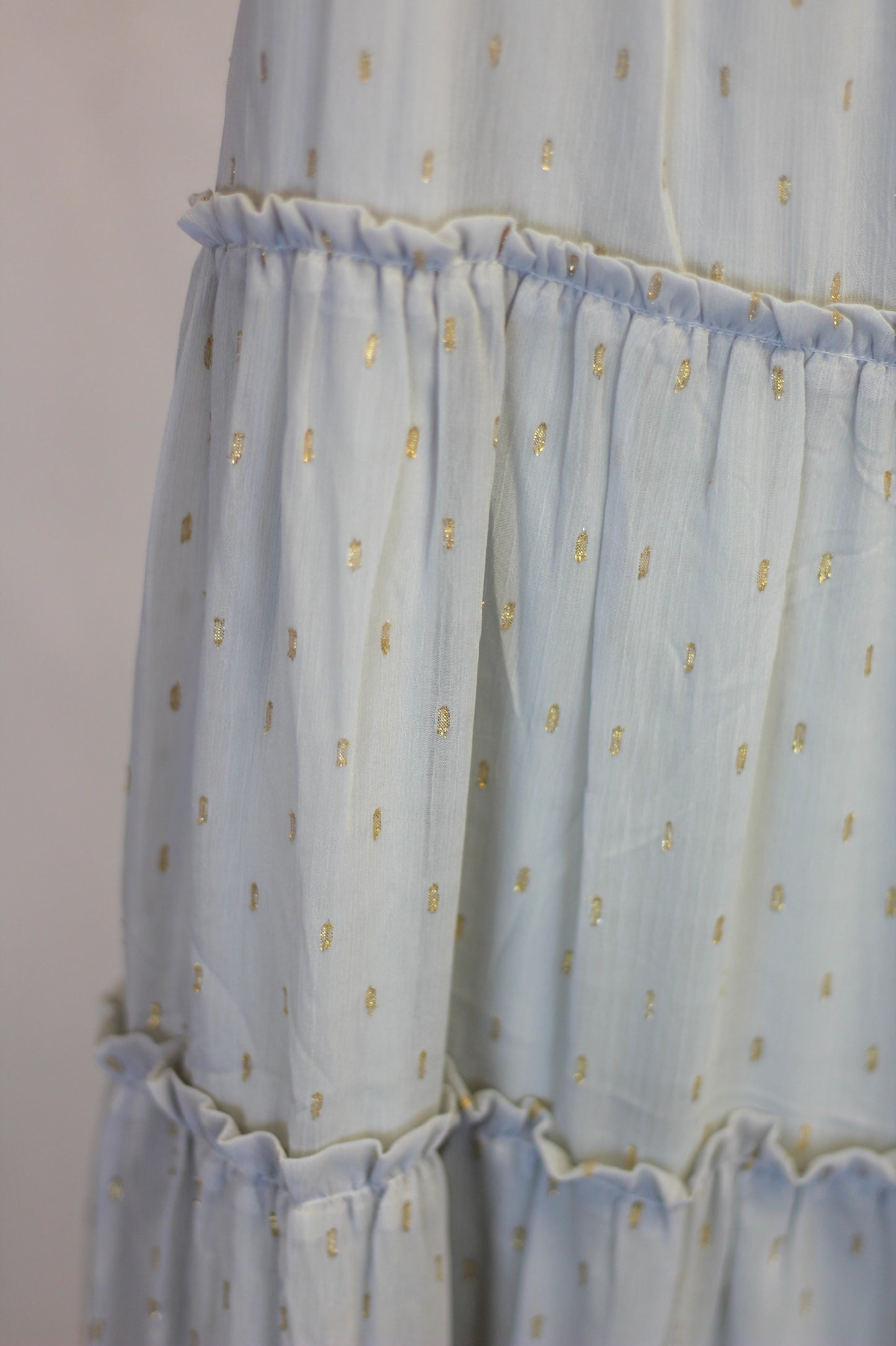 Gold Sparkle Tiered Midi Skirt