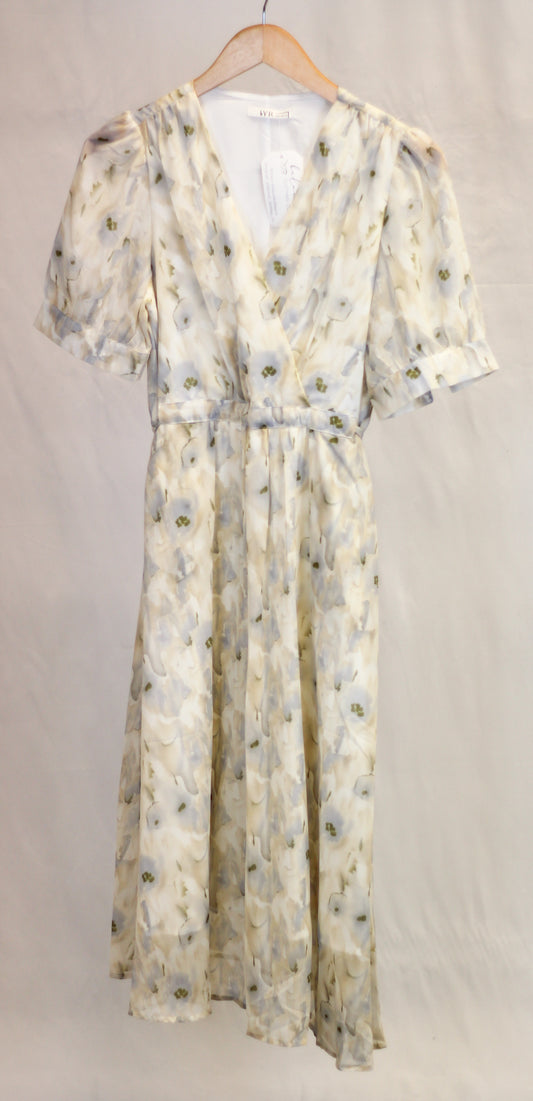 Watercolor Chiffon Tie Waist Dress