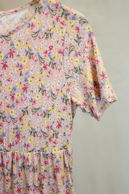 Floral Ribbed Midi Dress