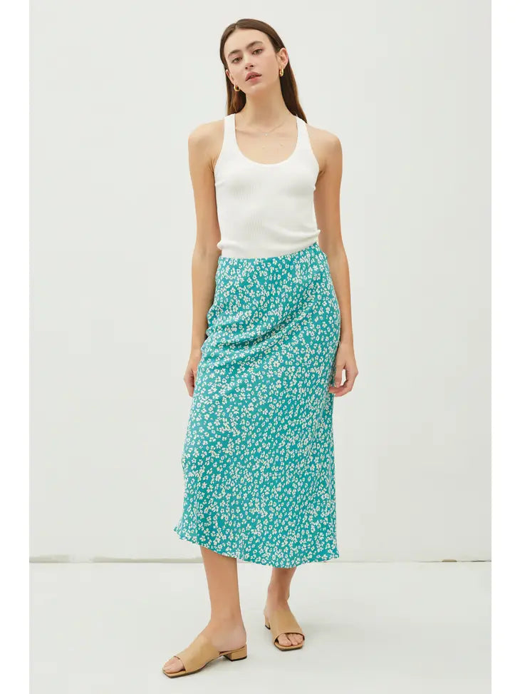 Floral Jade Midi Skirt