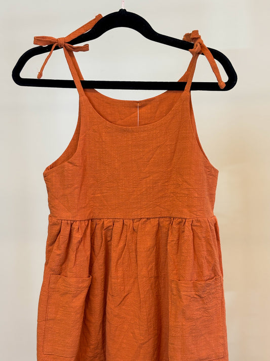Caramel Linen Jumper Dress