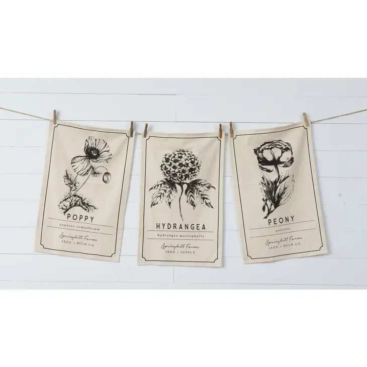 Tea Towels - Black and White Botanical