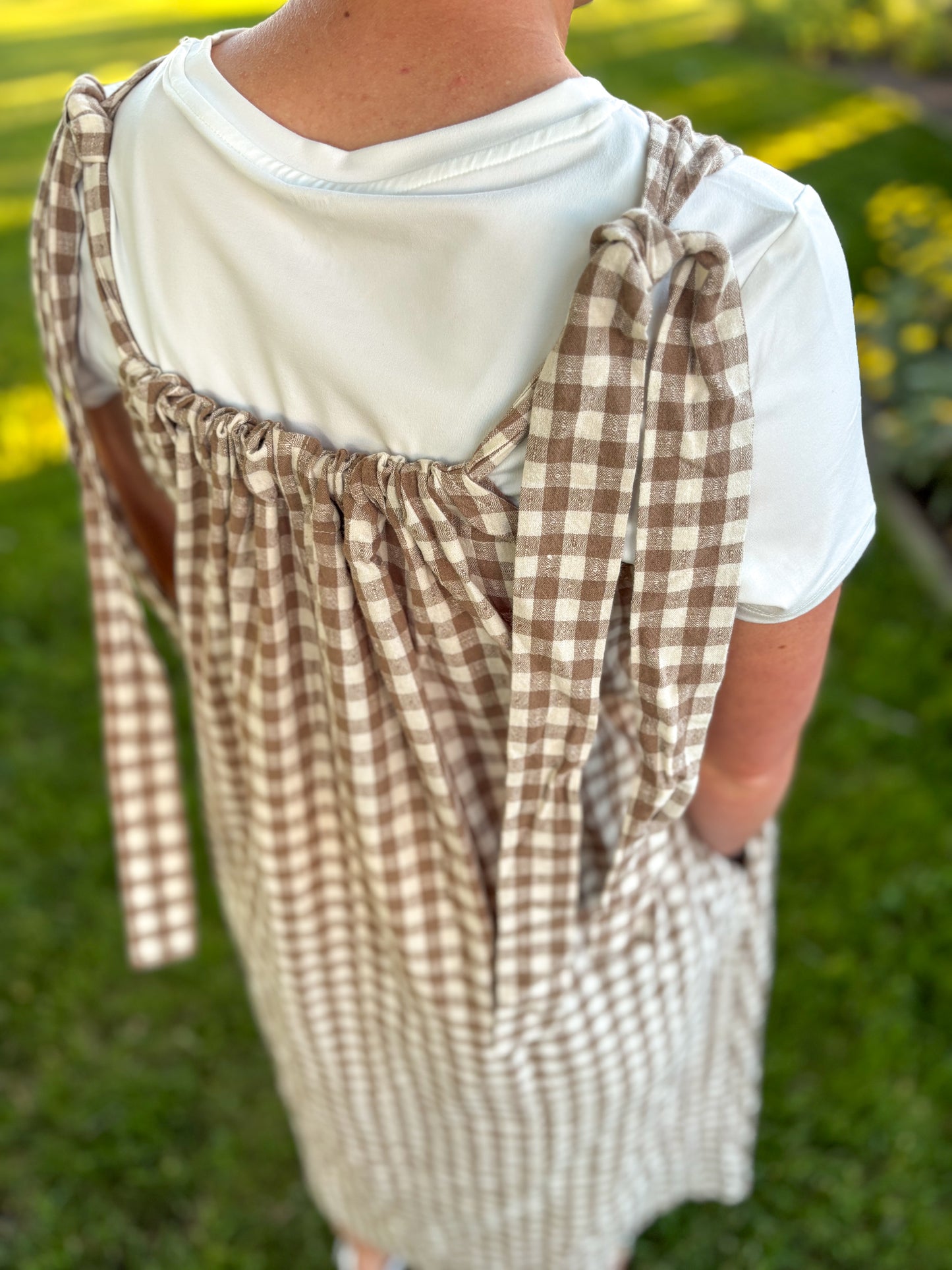 Brown Gingham Cotton Sun Dress