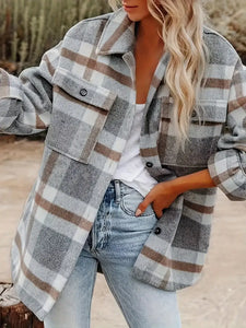 Grey Plaid Flannel Shacket