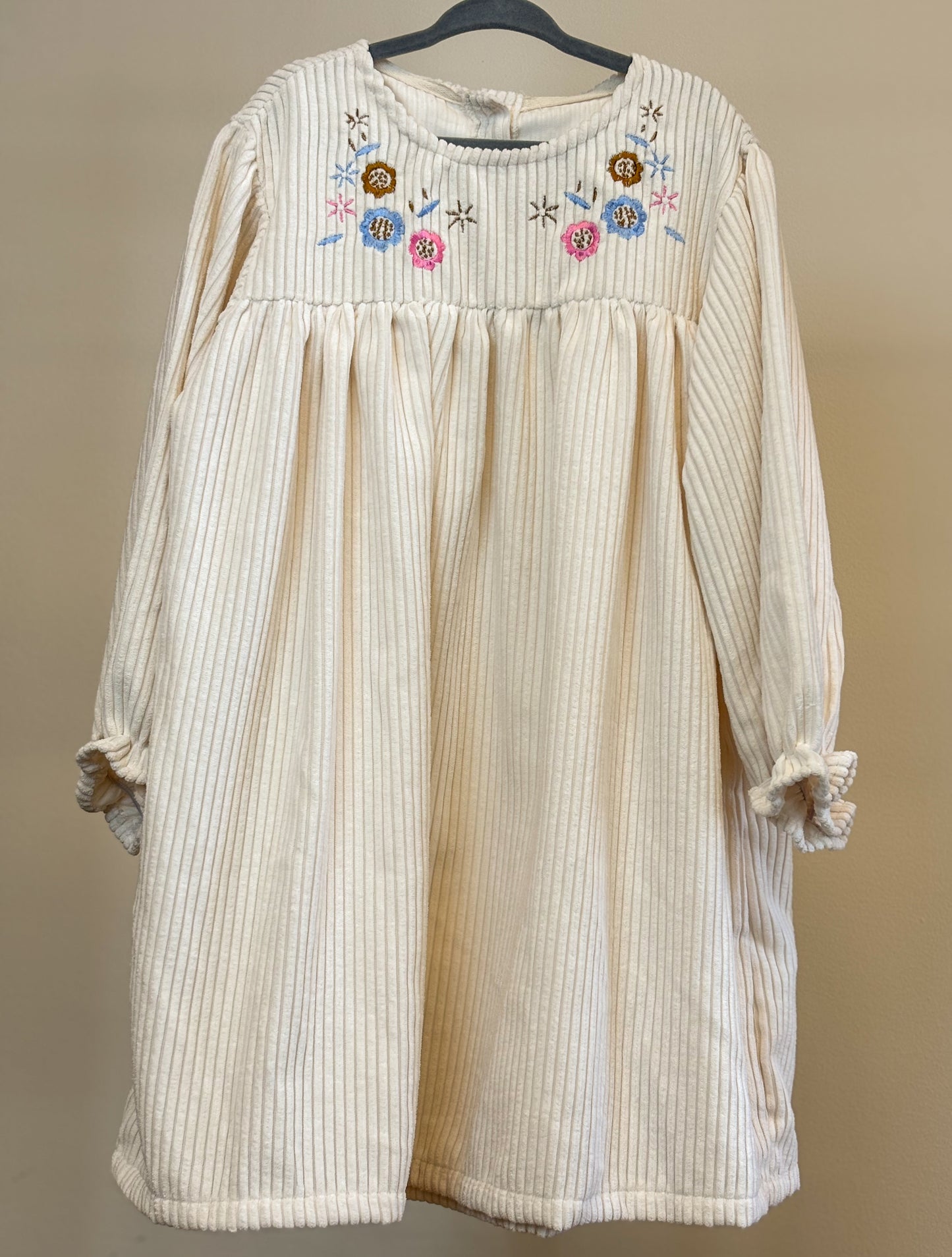 Girls' Corduroy Embroidered Dress