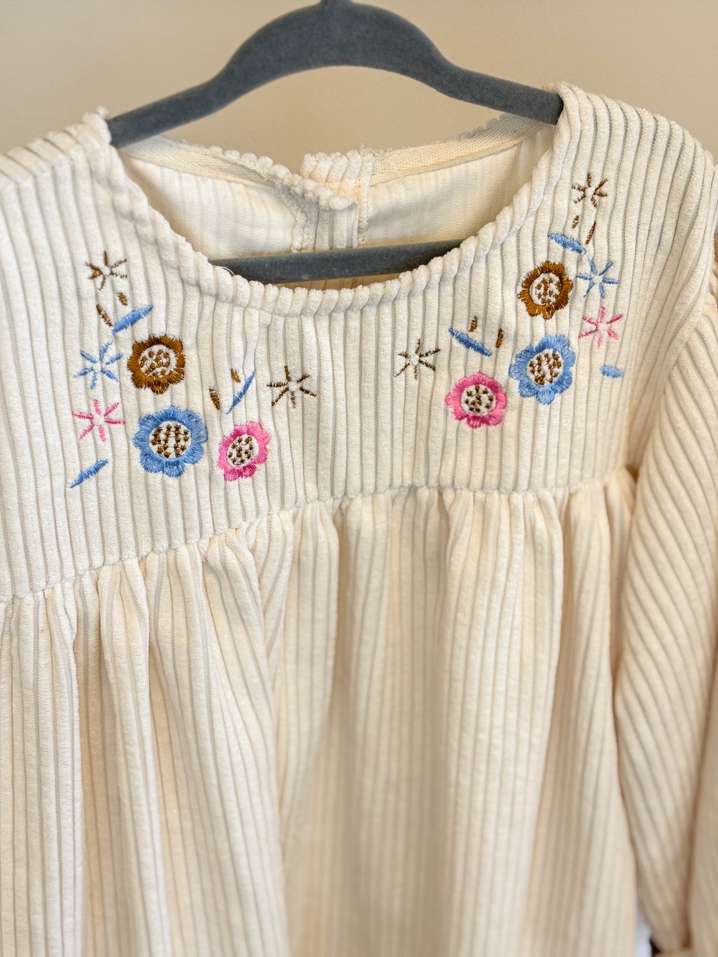 Girls' Corduroy Embroidered Dress