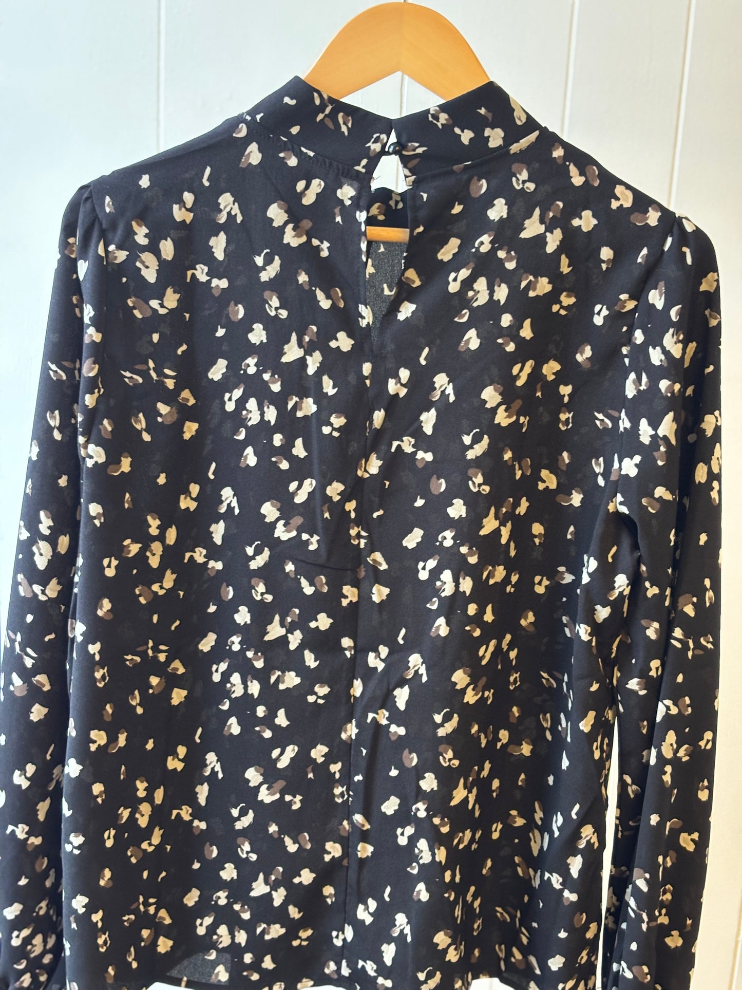 Marble Spotted Mock Neck Blouse