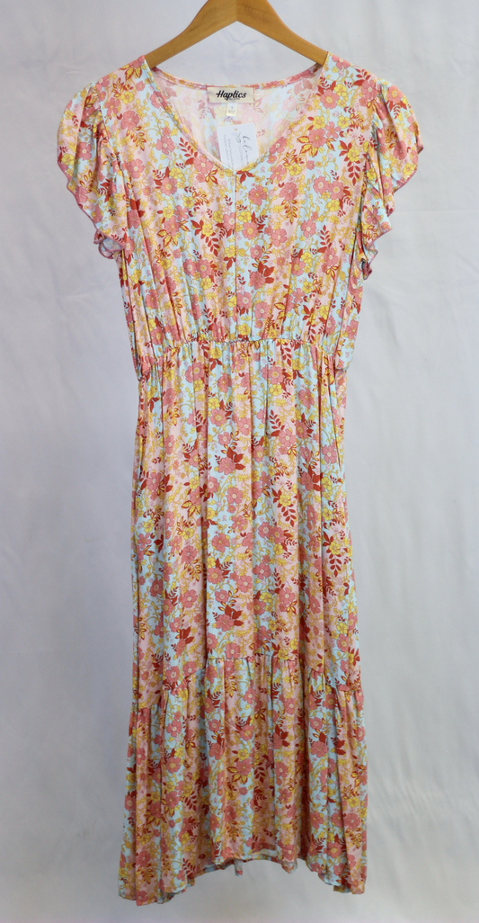 Peach Mint Floral Midi Dress