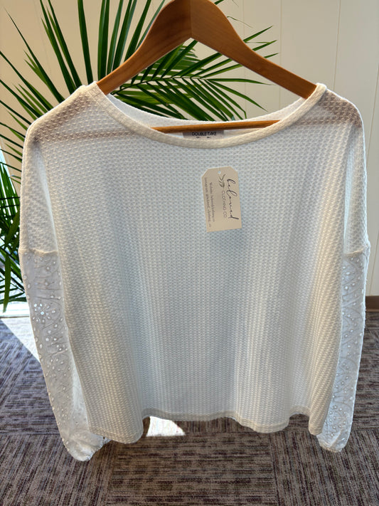 White Eyelet Long Sleeve Top