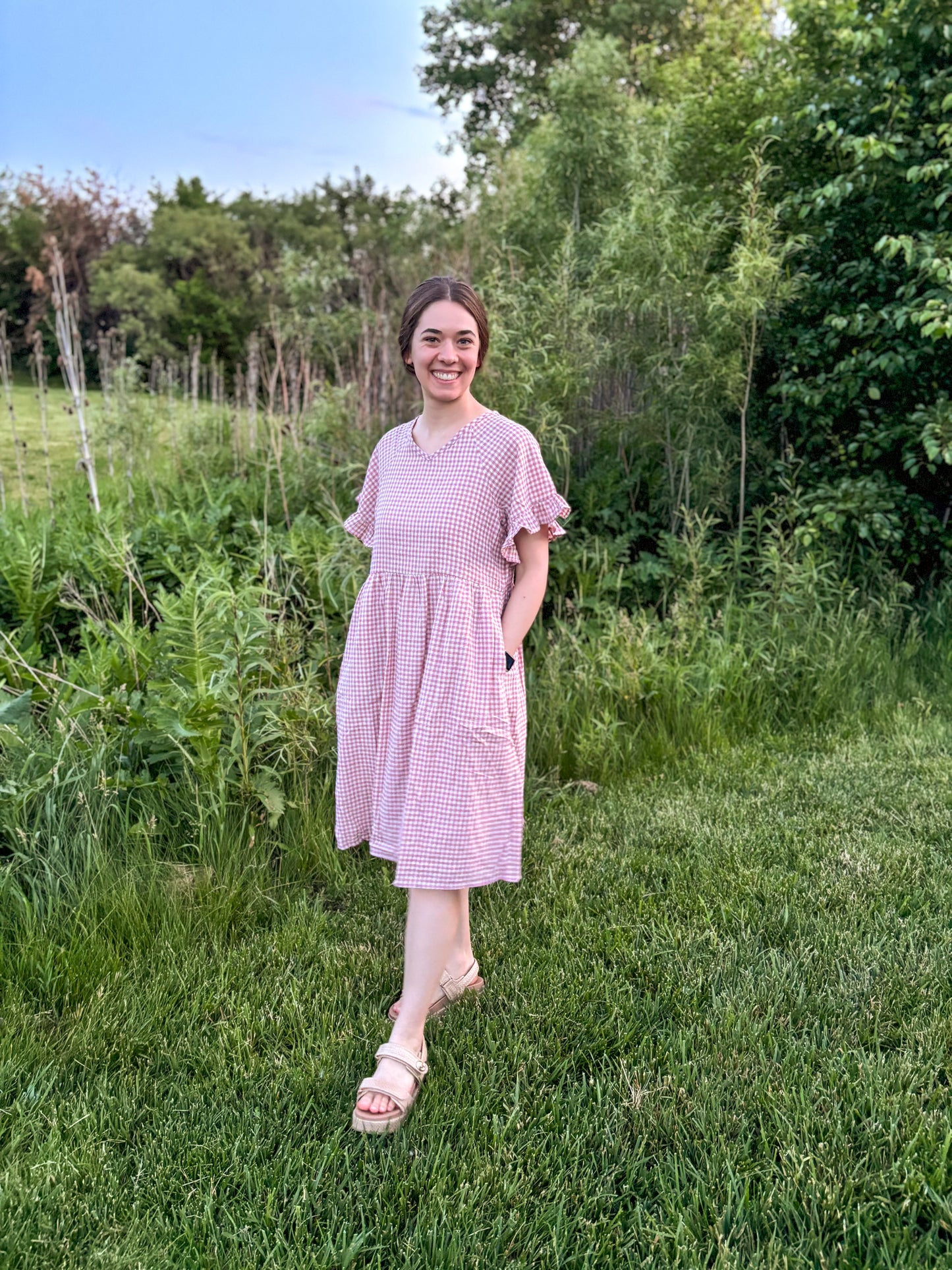 Rosa Ruffle Sleeve Gingham Dress