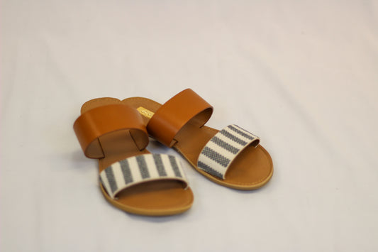 Pinstripe Double Strap Sandals