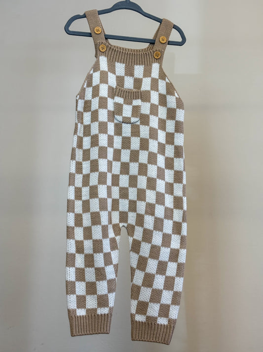 Baby Checkered Knit Overalls