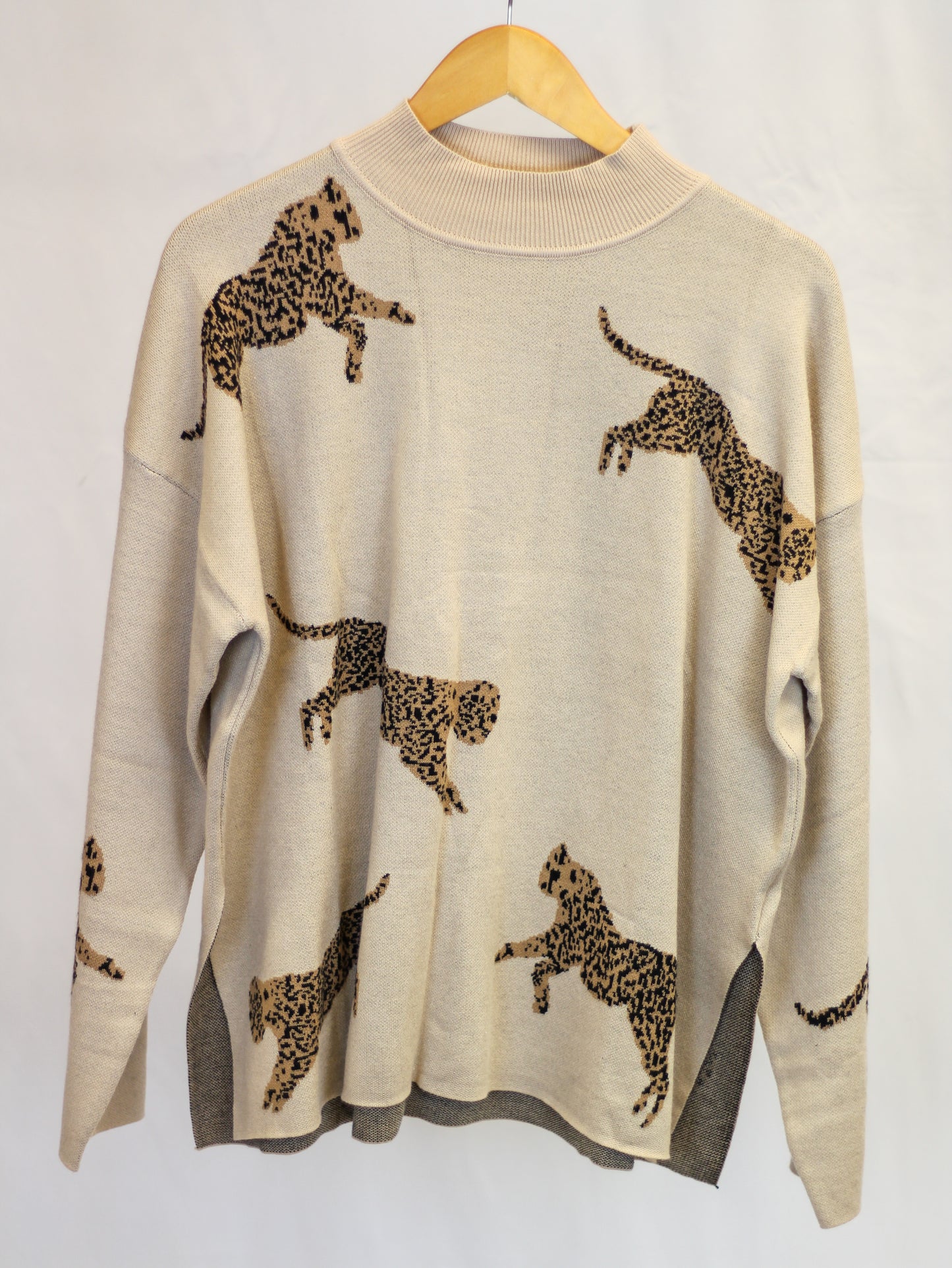 Leopard Print Turtleneck Sweater