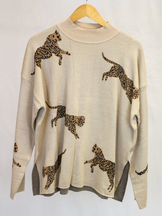 Leopard Print Turtleneck Sweater