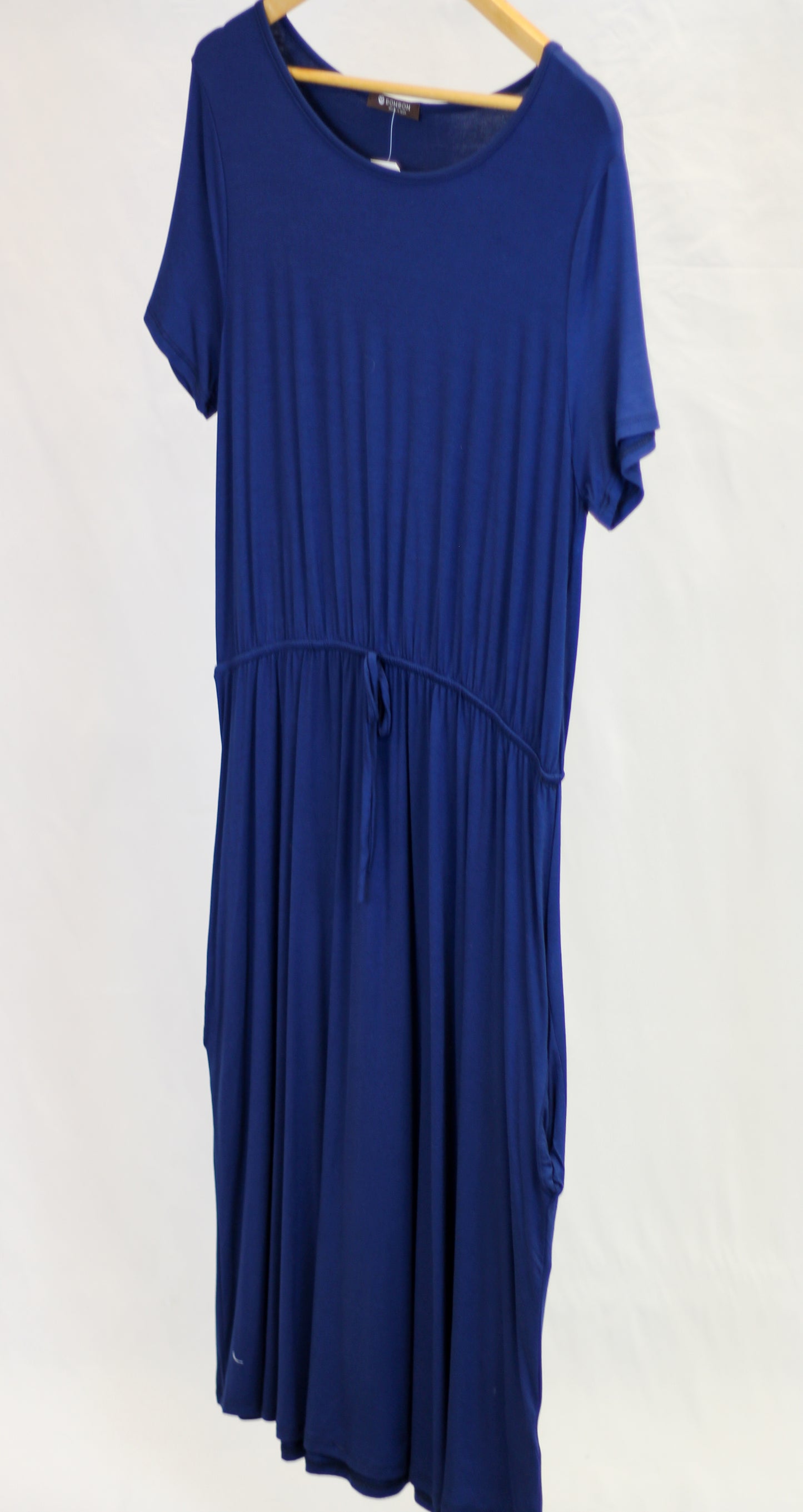 Solid Drawstring Waist Midi Dress