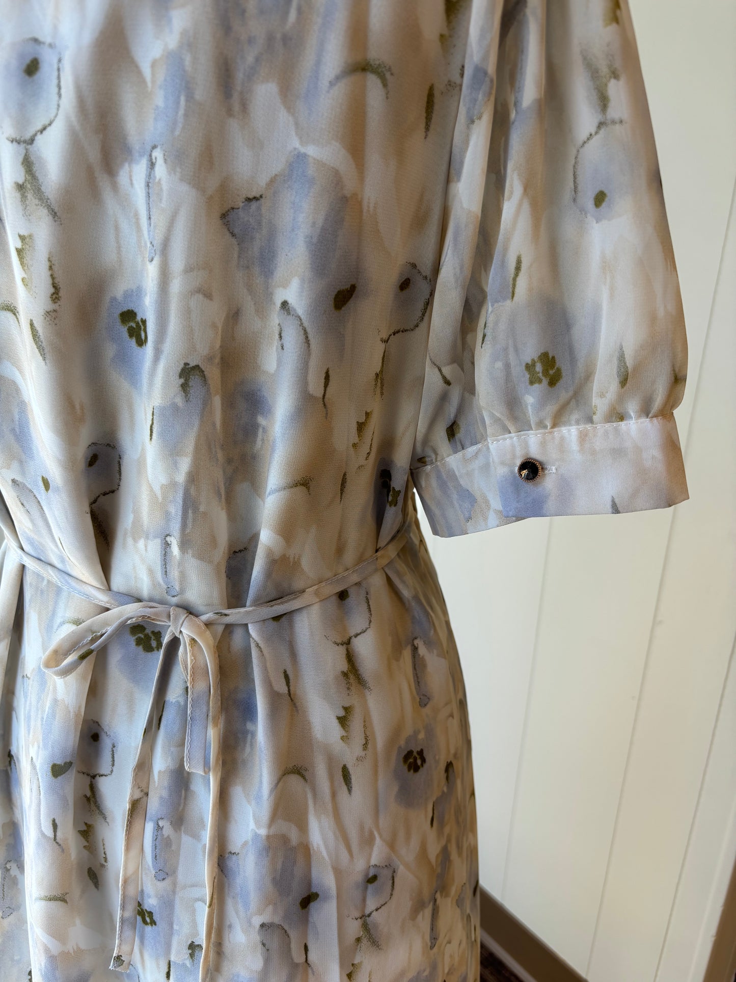 Watercolor Chiffon Tie Waist Dress