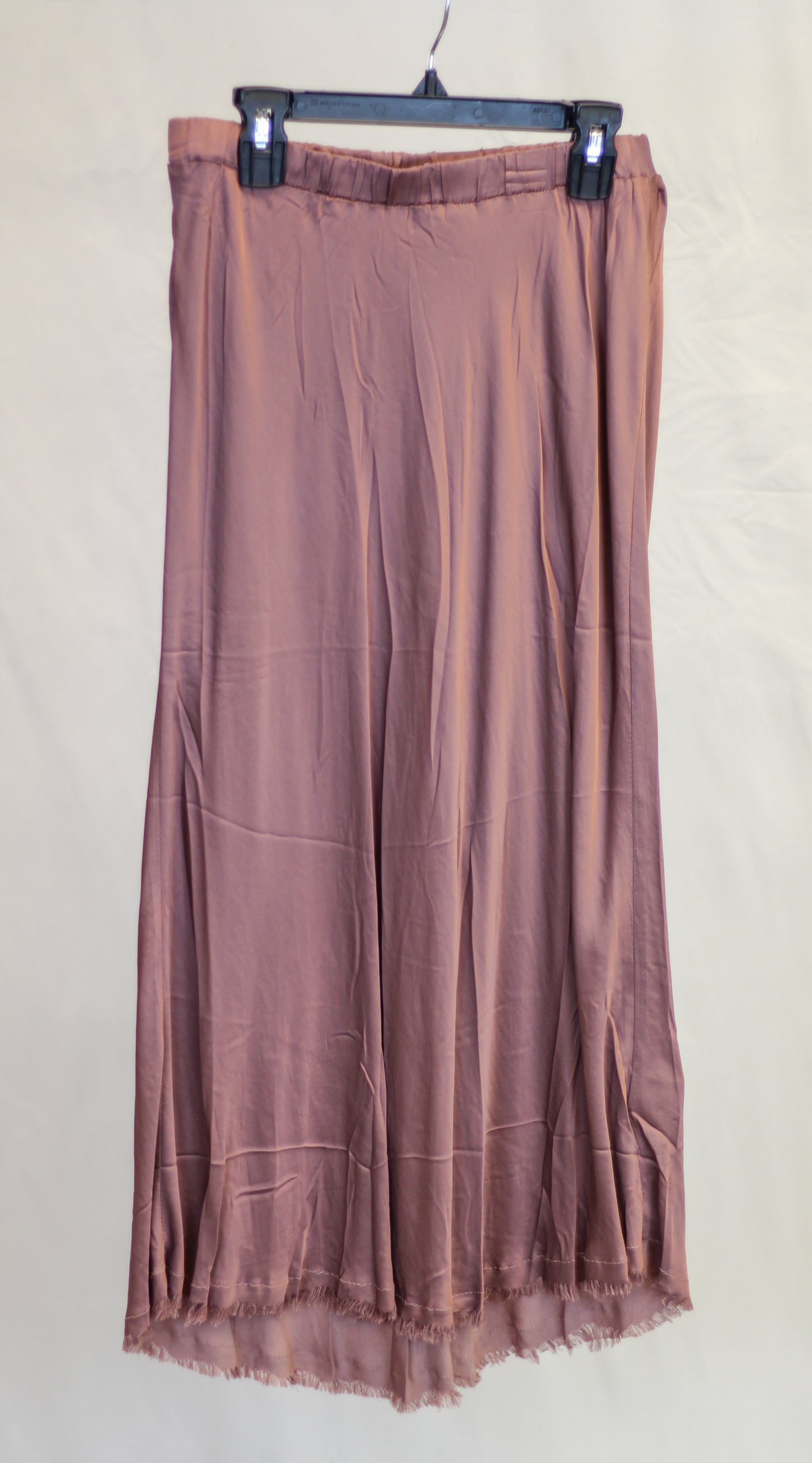 Mauve Satin Raw Hem Slip Skirt