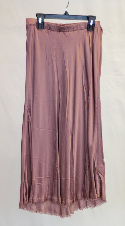 Mauve Satin Raw Hem Slip Skirt