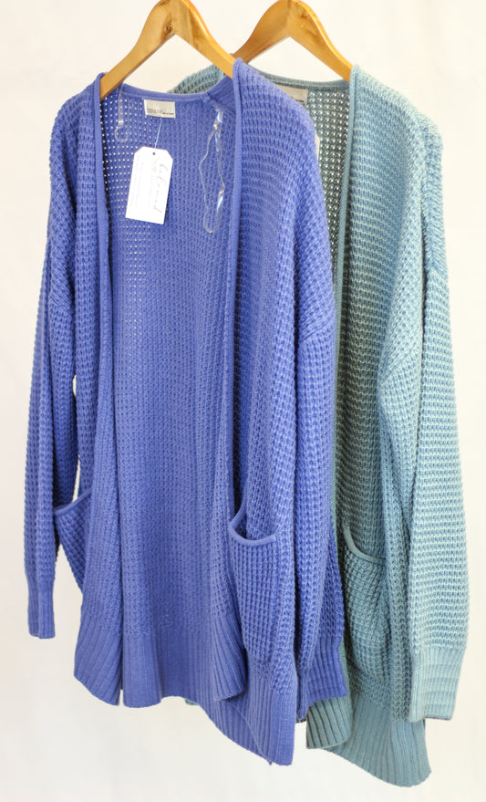 Waffle Knit Open Front Cardigan