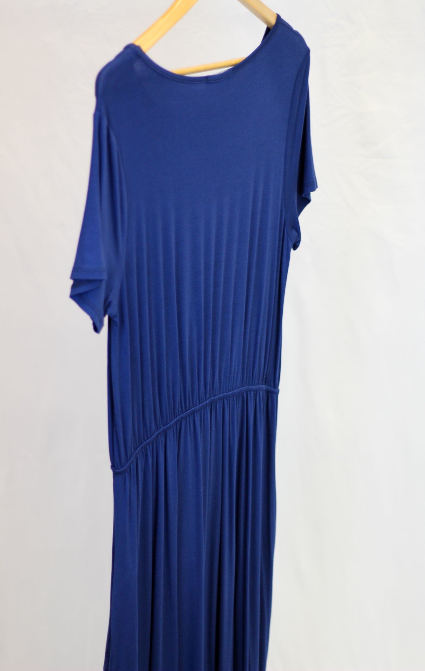 Solid Drawstring Waist Midi Dress